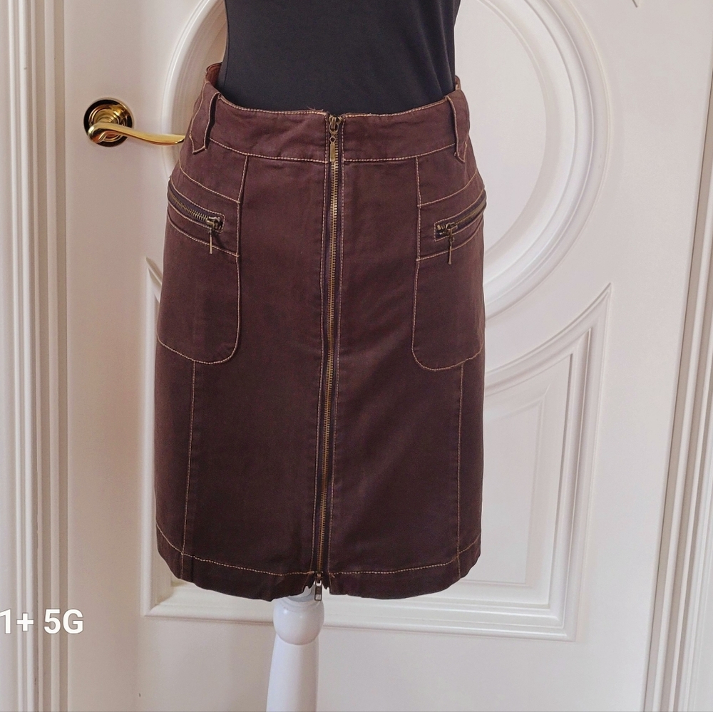 Brown Denim  Zippered Women's Skirt